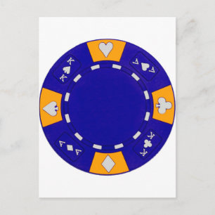 Blue Poker Chip Vykort