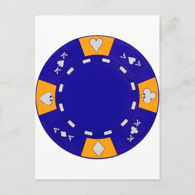 Blue Poker Chip Vykort (Framsida)