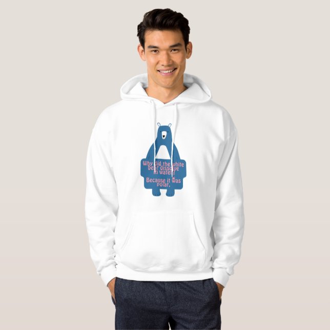 Blue Polar Bear Funny Chemistry Joke Hoodie (Hel framsida)