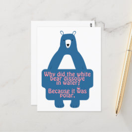 Blue Polar Bear Funny Chemistry Joke Vykort