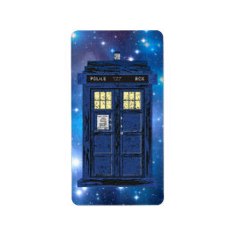 Blue Police Public Call Box - UK Time Travel 1 Adressetikett