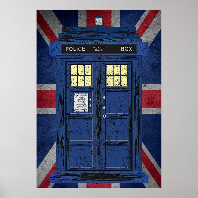 Blue Police Public Call Box - UK Time Travel 1 Poster (Framsidan)