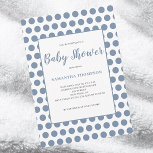 Blue Polka Dot Baby Shower Inbjudningar