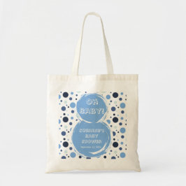 Blue polka dot baby shower tygkasse