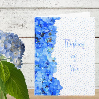 Blue Polka Dot Blue Hydrangea Thinking of You Kort