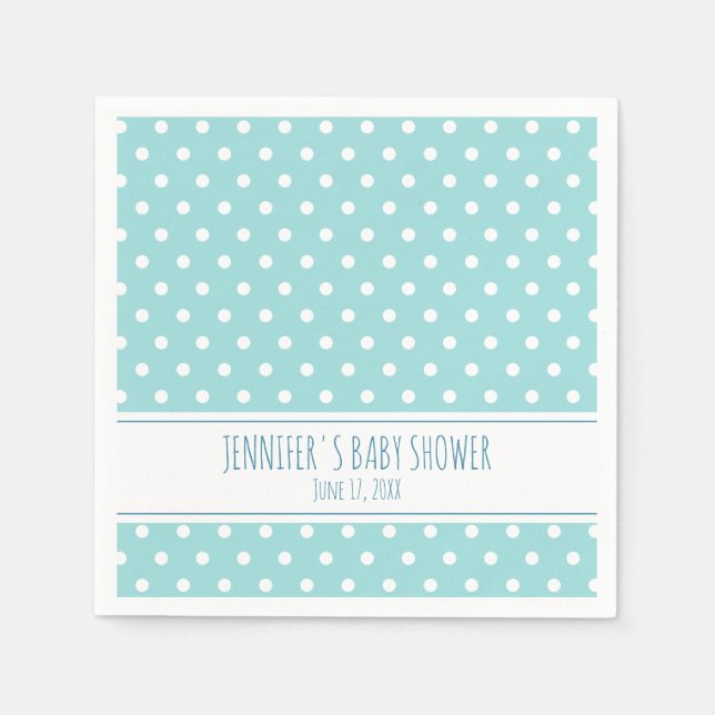 Blue Polka Dot Boy Baby Shower Pappersservett (Framsidan)