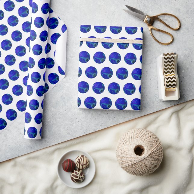 Blue Polka Dot Gräsmatta Bowls Presentpapper (Hantverk)