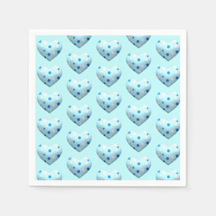 Blue Polka Dot Heart Valentine Day Pojke Pappersservett