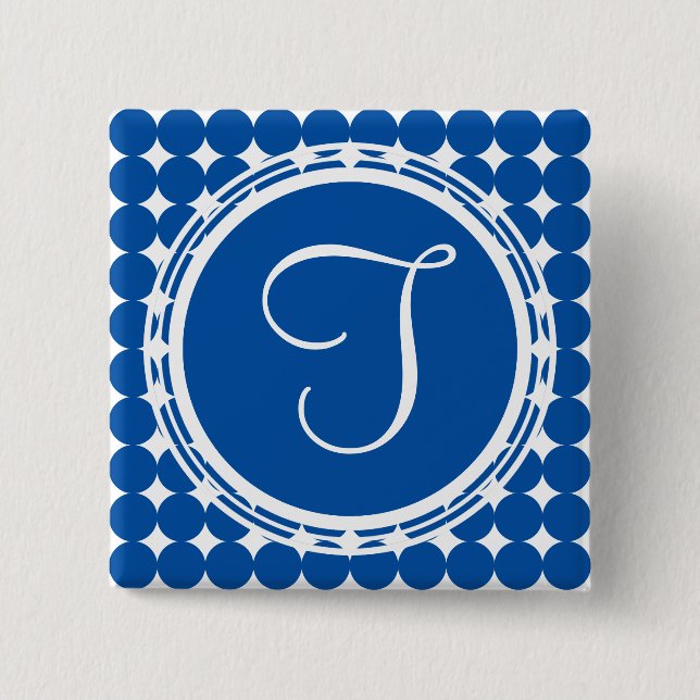 Blue Polka Dot Monogram Knapp (Framsida)