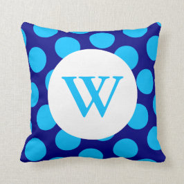 Blue Polka Dot Monogram Kudde