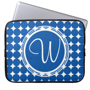 Blue Polka Dot Monogram Laptop Fodral