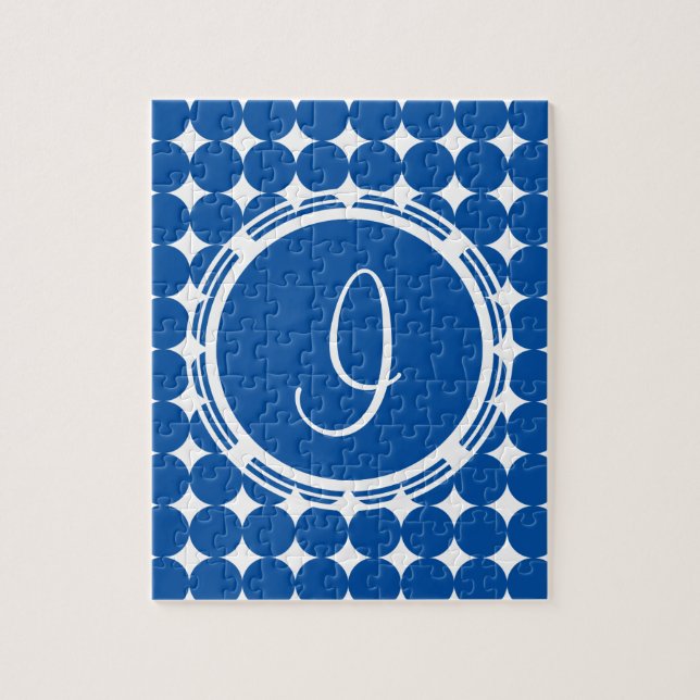 Blue Polka Dot Monogram Pussel (Vertikal)
