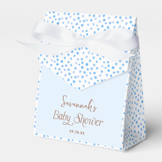 Blue Polka Dot Nalle Baby Shower Presentaskar (Framsidan Sidan)