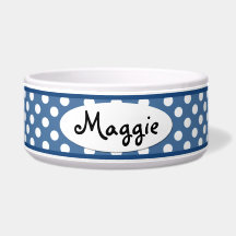 Blue Polka Dot Personlig Ceramic Hund Bowl