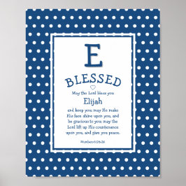 Blue Polka Dot Personlig Christian Baby Nursery Poster