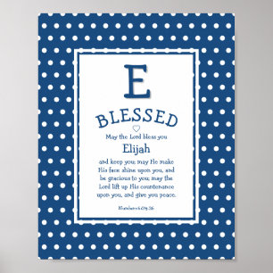 Blue Polka Dot Personlig Christian Baby Nursery Poster