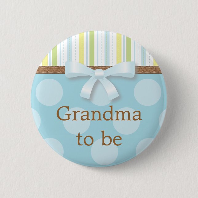 Blue Polka Dot Rand - "Grandma to be" Pin Knapp (Framsida)