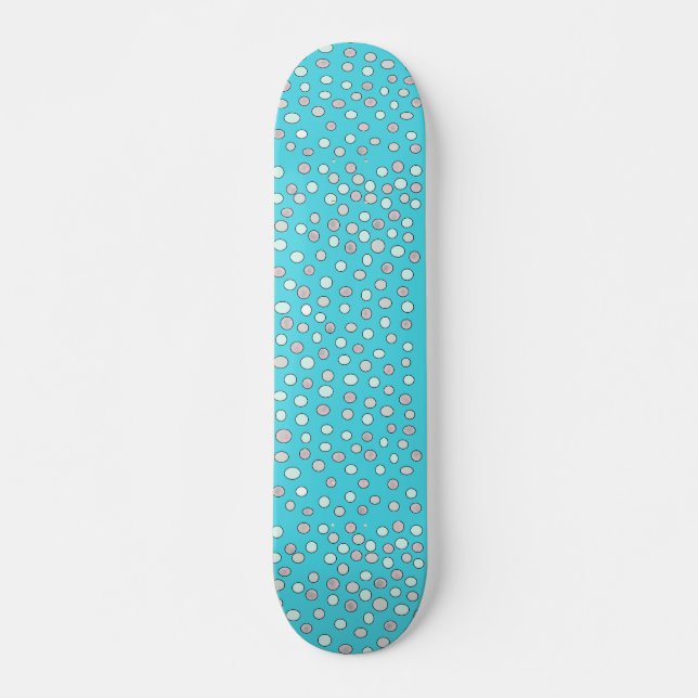 Blue Polka Dot Scratch Mönster Mini Skateboard Bräda 18,5 Cm (Framsida)