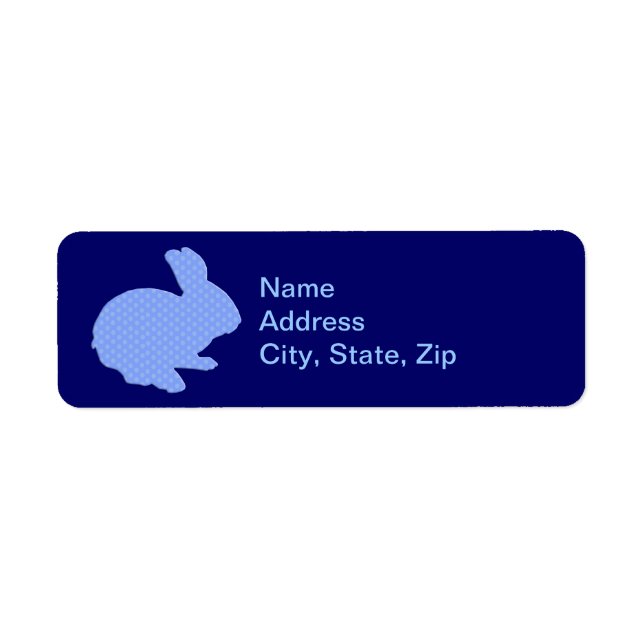 Blue Polka Dot Silhouette Bunny Adressetiketter Returadress Etikett (Framsidan)