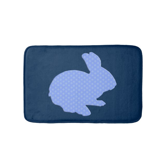 Blue Polka Dot Silhouette Bunny Rabbit Bath Mat Badrumsmatta (Framsidan)