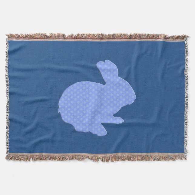 Blue Polka Dot Silhouette Bunny Throw Blanket Filt (Framsidan)
