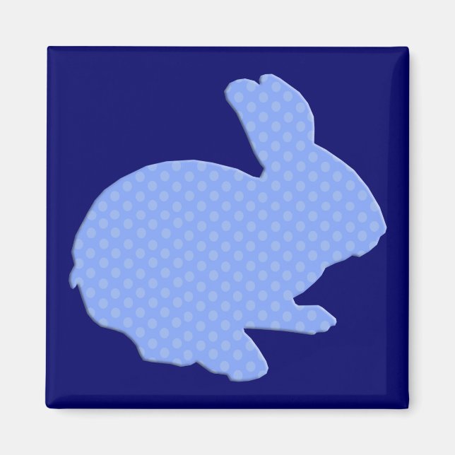 Blue Polka Dot Silhouette Påskhare Magnet (Framsidan)