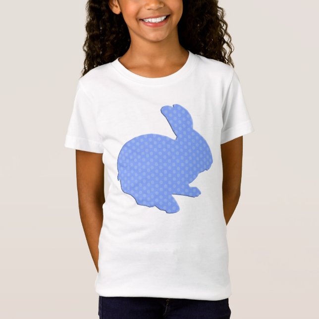Blue Polka Dot Silhouette Påskhare Shirt T-shirt (Framsida)