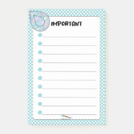 Blue Polka Dot TearDrop Diamond IMPORTANT Post-it Block