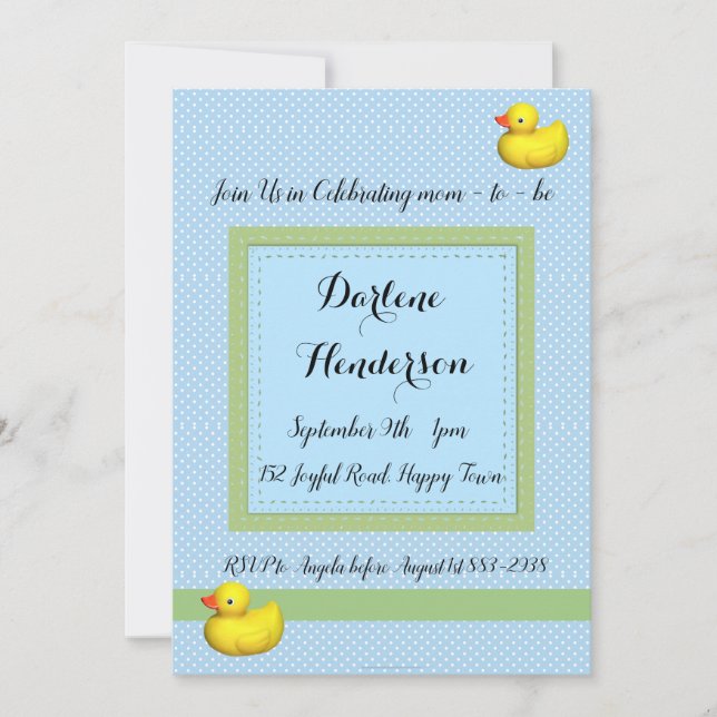 Blue Polka dots Baby Shower Inbjudningar (Framsida)
