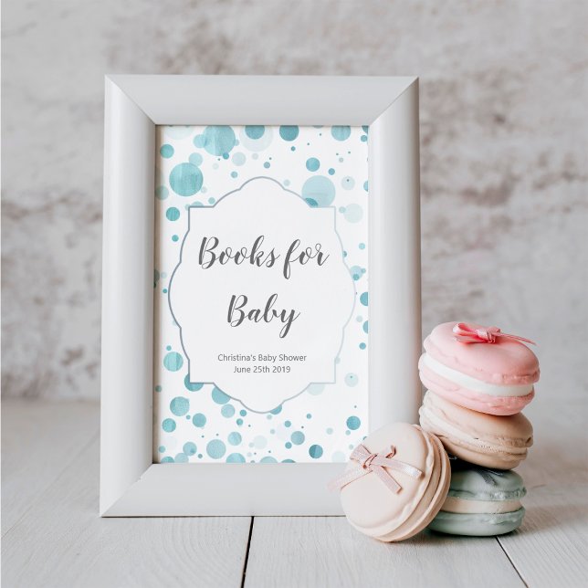 Blue Polka dots Baby Shower Sign, Bokar för baby Poster (Skapare uppladdad)
