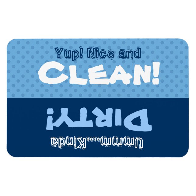 Blue Polka dots Clean Dirty Dishwasher X301 Magnet (Horisontell)