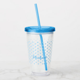 Blue Polka dots Monogram Kids Boys Födelsedagsfest Take Away Mugg