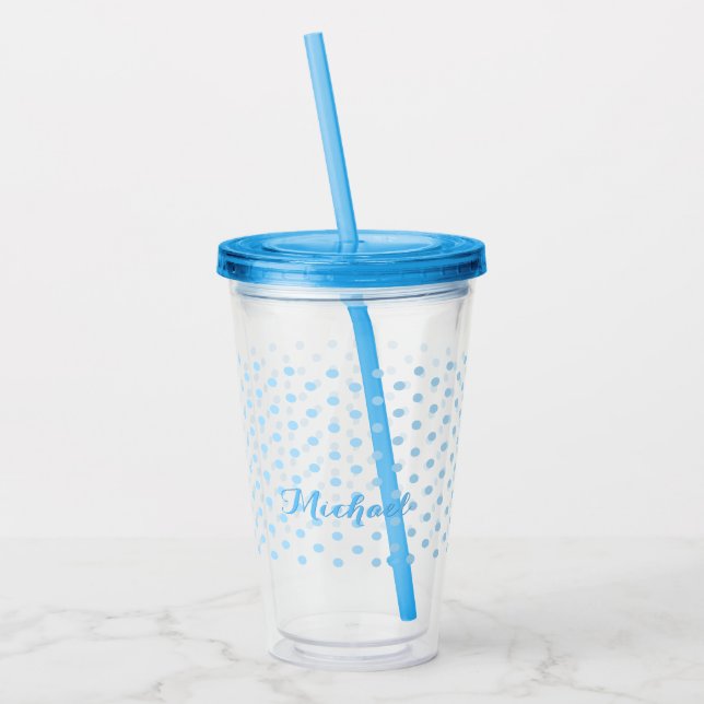 Blue Polka dots Monogram Kids Boys Födelsedagsfest Take Away Mugg (Vänster)