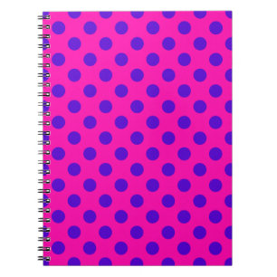 Blue polka dots on fuchsia anteckningsbok med spiral