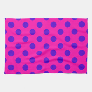 Blue polka dots on fuchsia kökshandduk