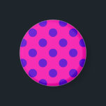 Blue polka dots on fuchsia magnet<br><div class="desc">Blue polka dots on fuchsia</div>