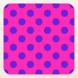 Blue polka dots on fuchsia underlägg papper kvadrat
