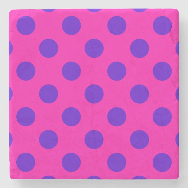 Blue polka dots on fuchsia underlägg sten (Framsidan)
