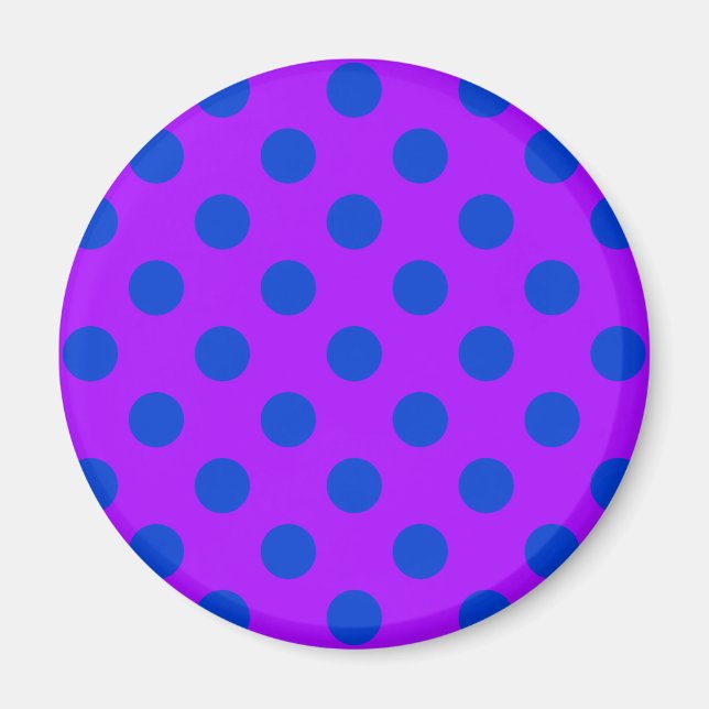 Blue polka dots på lila magnet (Framsidan)