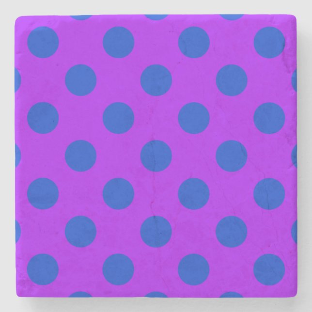 Blue polka dots på lila stenunderlägg (Framsidan)