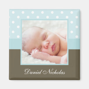 Blue Polka dots Photo Ram Magnet