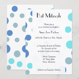 Blue Polka dots, Polka Dot Mönster, Bat mitzvah Inbjudningar