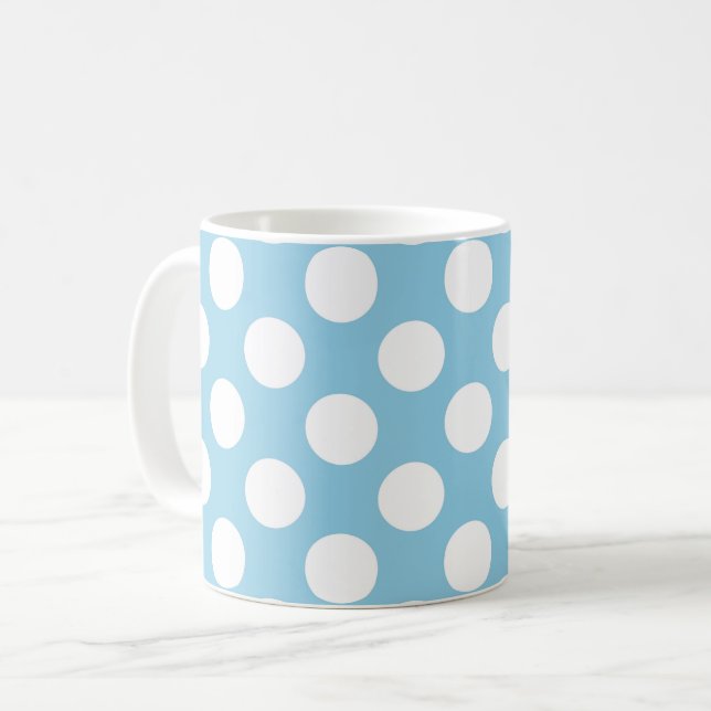 Blue Polka dots, Polka Dot Mönster, Dit, Dit, Dock Kaffemugg (Framsida vänster)