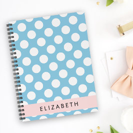 Blue Polka dots, Polka Dot Mönster, ditt namn Anteckningsbok