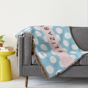 Blue Polka dots, Polka Dot Mönster, ditt namn Filt