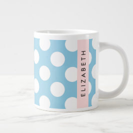 Blue Polka dots, Polka Dot Mönster, ditt namn Jumbo Mugg