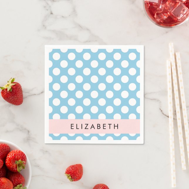 Blue Polka dots, Polka Dot Mönster, ditt namn Pappersservett (Insitu)