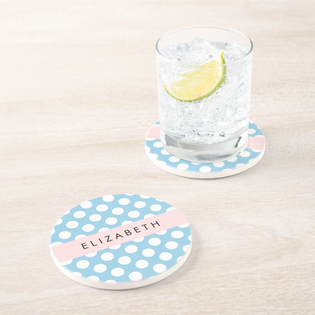 Blue Polka dots, Polka Dot Mönster, ditt namn Underlägg (Sidan)