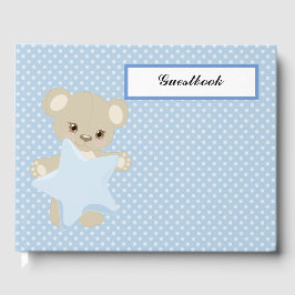 BLUE POLKA DOTS & TAN NALLE MED BLUE STAR GÄSTBÖCKER