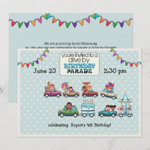 Blue Polka-prick per Birthday Parad-inbjudan Inbjudningar